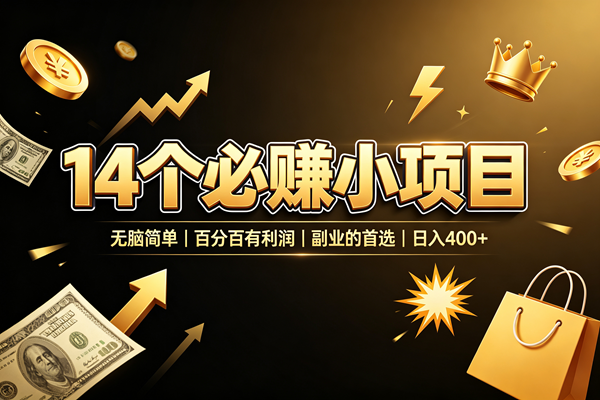 (19267期)14 个必赚小项目,无脑简单,百分百有利润,副业的首选,日入 400+-智云网