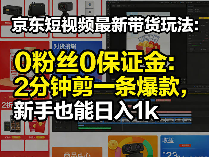 京东短视频最新带货玩法，0粉丝0保证金，2分钟剪一条爆款，新手也能日入1k+【揭秘】-智云网