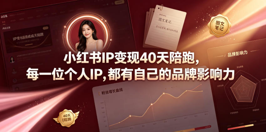 小红书IP变现40天陪跑，每一位个人IP，都有自己的品牌影响力-智云网