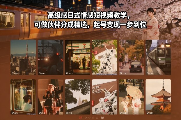 高级感日式情感短视频教学，可做伙伴分成精选，起号变现一步到位-智云网