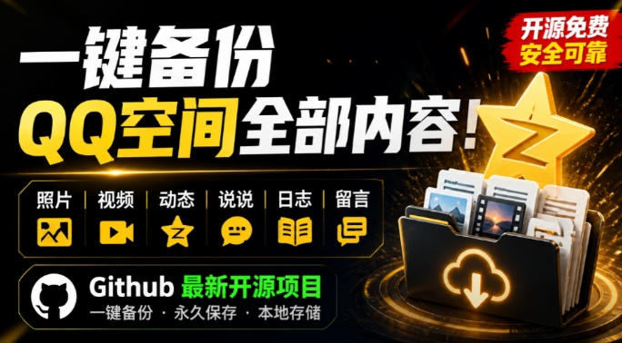 一键将你QQ空间全部内容备份下来！照片/视频/动态信息全存本地，Github最新开源项目QzoneArchive-智云网